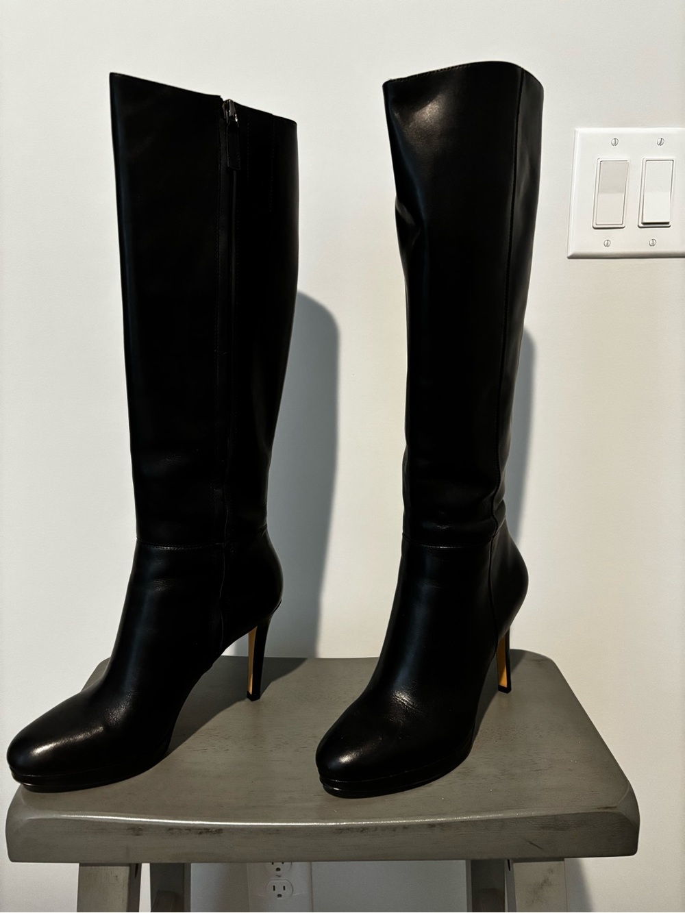 Nine West Black Knee High Stiletto Boots